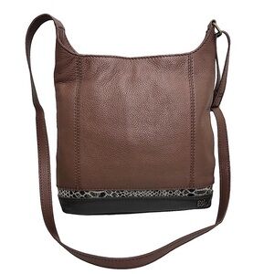 The Sak De Young Brown Leather Animal Print Detail Adjustable Strap Crossbody